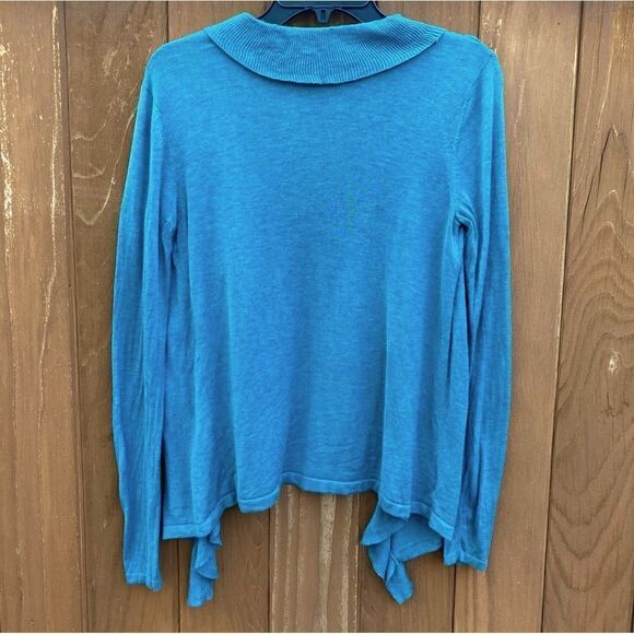 Ann Taylor Teal Blue Open Drape Silk Blend Cardigan/Topper Sz XS EUC! - Picture 2 of 4